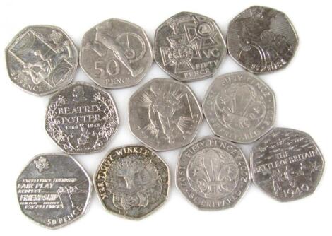 Various commemorative 50p coins