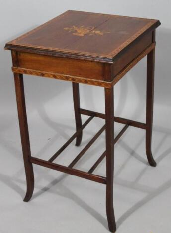 An Edwardian and mahogany boxwood strung side table