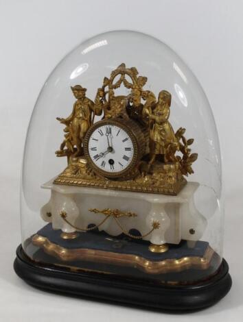 A 19thC gilt metal mantel clock