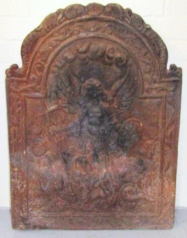 A 19thC cast iron fire back plate