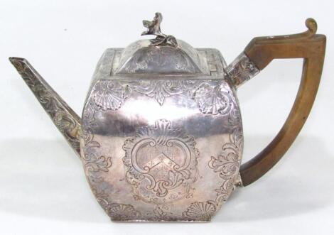 An 18thC silver teapot