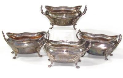 A set of four George III silver condiment bowls