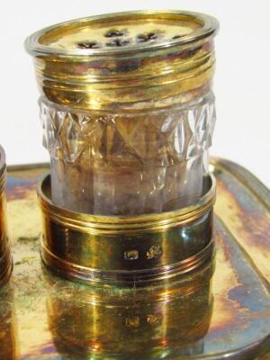 A George III silver gilt desk stand - 2