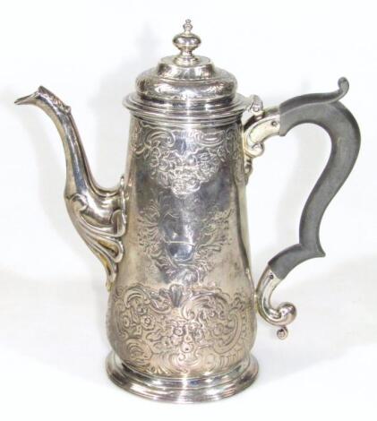 An 18thC silver coffee pot