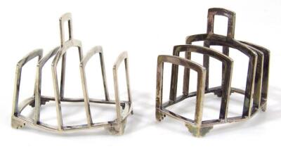 A pair of George VI Art Deco silver toast racks