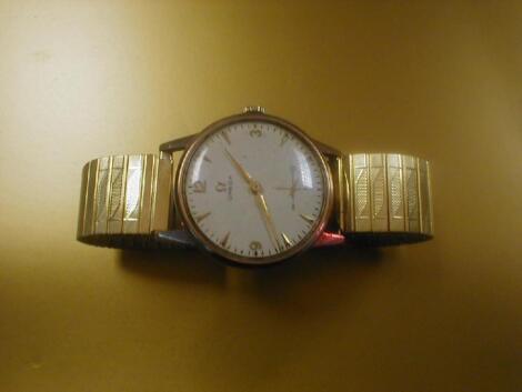 A gentleman's 9ct cased Omega wristwatch