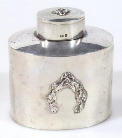 A George V silver tea caddy