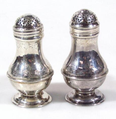 A Victorian two piece silver cruet set