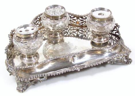A George III silver desk stand