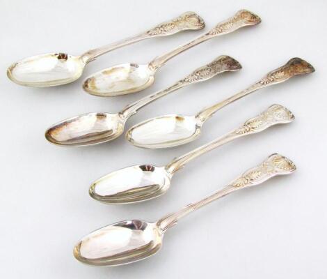 A set of six George IV silver serving spoons