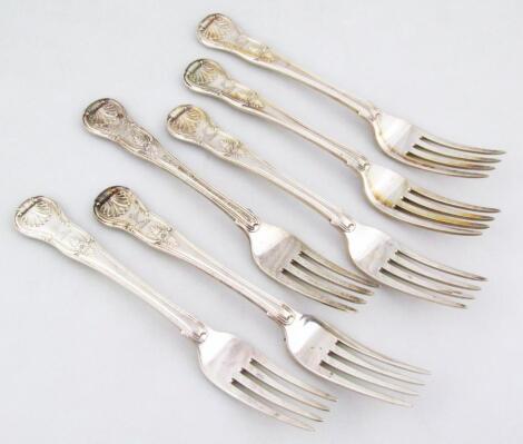 A set of six George IV silver dinner forks