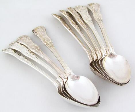 A set of five George IV silver dessert spoons