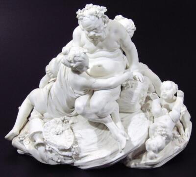 A very early 19thC Derby style Parian porcelain classical figure group