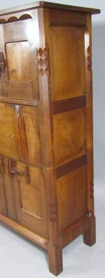 An early 20thC Cotswold Gimson style Arts and Crafts oak and walnut side cabinet - 2
