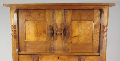 An early 20thC Cotswold Gimson style Arts and Crafts oak and walnut side cabinet - 3