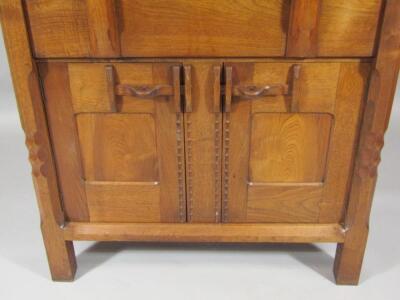 An early 20thC Cotswold Gimson style Arts and Crafts oak and walnut side cabinet - 5