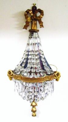 A Harlequin set of four early 19thC Gustavian neo-Classical crystal and giltwood wall sconces - 2