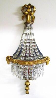 A Harlequin set of four early 19thC Gustavian neo-Classical crystal and giltwood wall sconces - 3