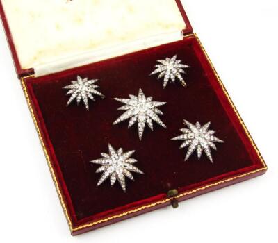 A set of five Victorian diamond set six point star emblems - 2