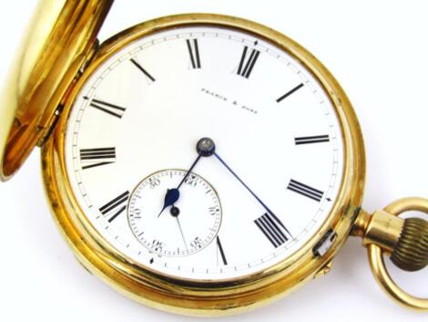 A late Victorian 18ct gold full hunter pocket watch