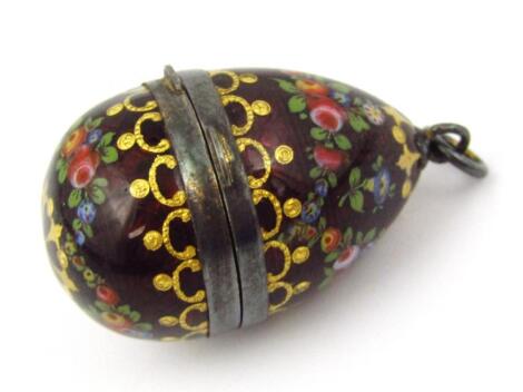 An Austo-Hungarian enamelled egg shaped pendant