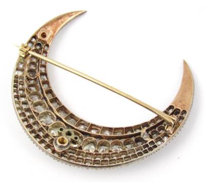 A Victorian diamond set triple crescent brooch - 2