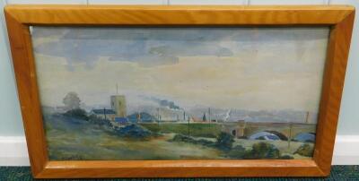 C Parkin (20thC). Town landscape with chimneys - 2