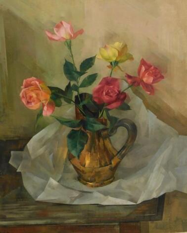 Leonard Appleby (1914-2000). Roses in a copper jug