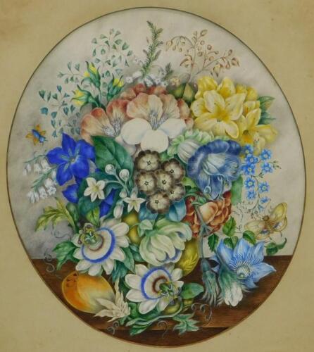 19thC British School. Floral and insect still lifes