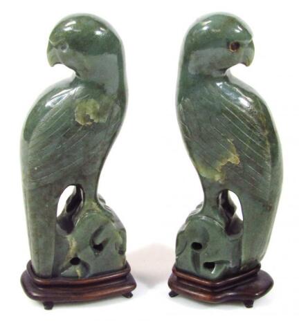 A pair of polished jade carvings