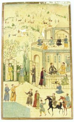 Early 19thC Persian School. Town scene with many figures