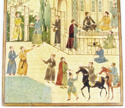 Early 19thC Persian School. Town scene with many figures - 2