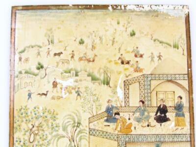 Early 19thC Persian School. Town scene with many figures - 3