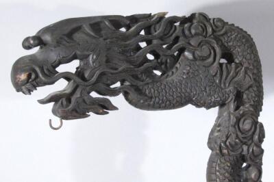 A Chinese late Qing period ebonised soft wood standard lamp - 2