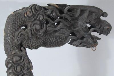 A Chinese late Qing period ebonised soft wood standard lamp - 5