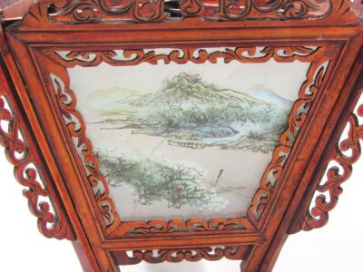 A Chinese glazed and soft wood hanging lantern - 2