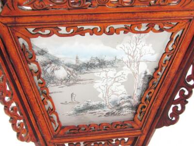 A Chinese glazed and soft wood hanging lantern - 3