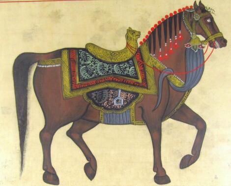 19thC Indian School. Horse with ceremonial saddle