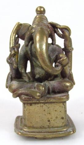An early 20thC Indian brass desk seal of Ganesh