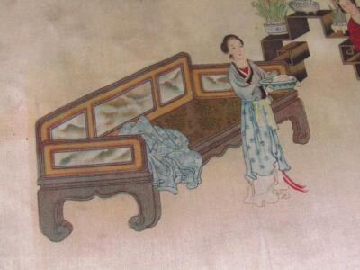 19thC Chinese School. Figures in an interior setting - 4