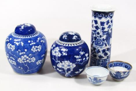 Various Chinese 19thC blue and white porcelain