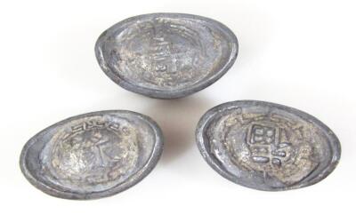 Three various Chinese boat shaped Sycee tokens - 2