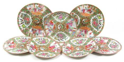 Seven various late 19thC and early 20thC Cantonese famille rose plates and dishes