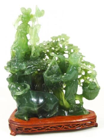 A 20thC spinach jade carving