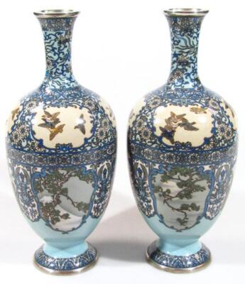 A pair of Japanese silver wire cloisonne baluster vases - 3