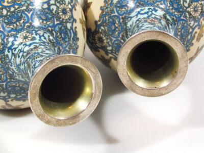 A pair of Japanese silver wire cloisonne baluster vases - 5