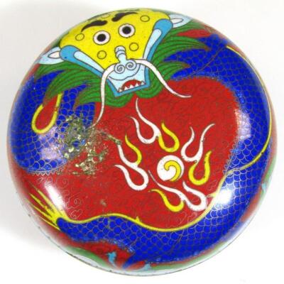 A cloisonné lidded powder box - 4