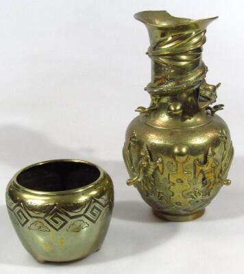 A Xuande style polished bronze style Chinese vase