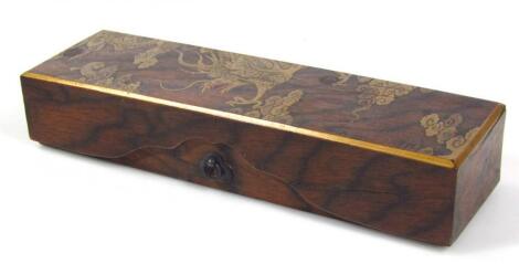 A Meiji period Japanese rosewood rectangular box and cover