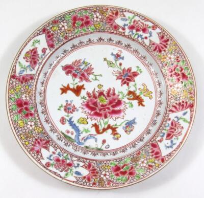 Three late 18thC Chinese famille rose porcelain plates - 7